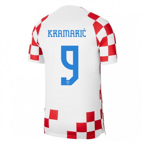 Kandiny Gyermek Horvát Andrej Kramaric #9 Piros Fehér Hazai Jersey 22-24 Mez Póló Ing