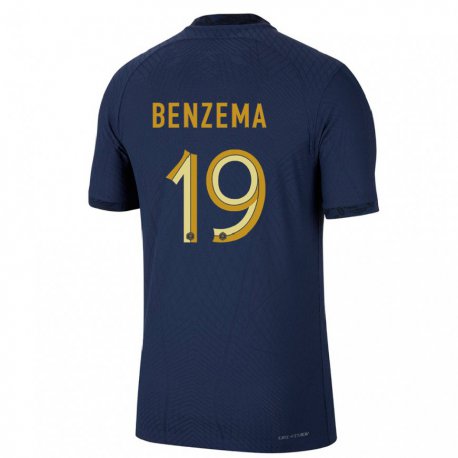 Kandiny Gyermek Francia Karim Benzema #19 Sötétkék Hazai Jersey 22-24 Mez Póló Ing