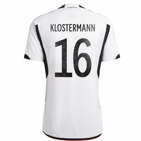 Kandiny Gyermek Német Lukas Klostermann #16 Fehér Fekete Hazai Jersey 22-24 Mez Póló Ing