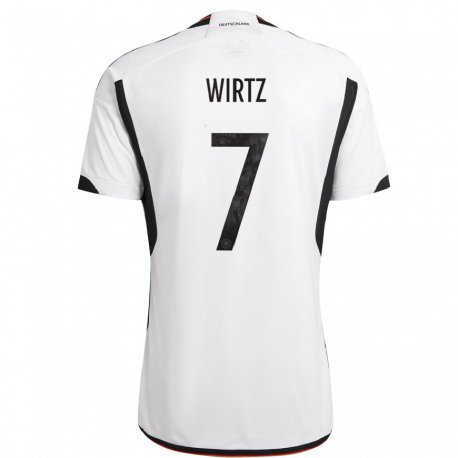 Kandiny Gyermek Német Florian Wirtz #7 Fehér Fekete Hazai Jersey 22-24 Mez Póló Ing
