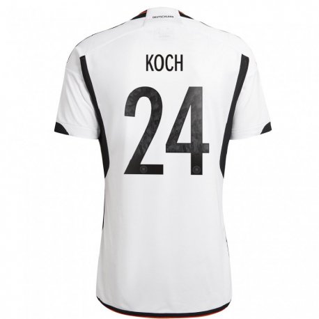Kandiny Gyermek Német Robin Koch #24 Fehér Fekete Hazai Jersey 22-24 Mez Póló Ing