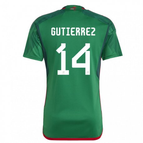 Kandiny Gyermek Mexikói Erick Gutierrez #14 Zöld Hazai Jersey 22-24 Mez Póló Ing