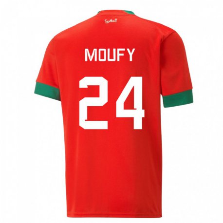 Kandiny Gyermek Marokkói Fahd Moufy #24 Piros Hazai Jersey 22-24 Mez Póló Ing