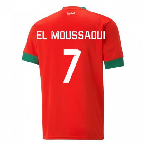 Kandiny Gyermek Marokkói Hamza El Moussaoui #7 Piros Hazai Jersey 22-24 Mez Póló Ing