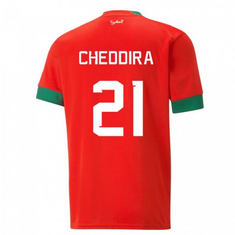 Kandiny Gyermek Marokkói Walid Cheddira #21 Piros Hazai Jersey 22-24 Mez Póló Ing