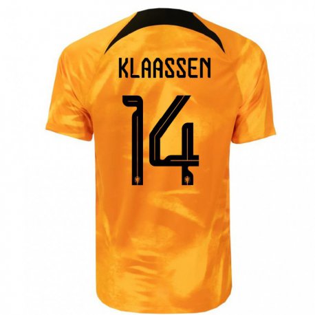 Kandiny Gyermek Holland Davy Klaassen #14 Lézer Narancs Hazai Jersey 22-24 Mez Póló Ing