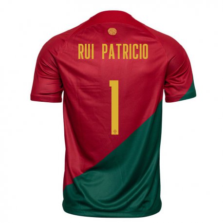Kandiny Gyermek Portugál Rui Patricio #1 Piros Zöld Hazai Jersey 22-24 Mez Póló Ing