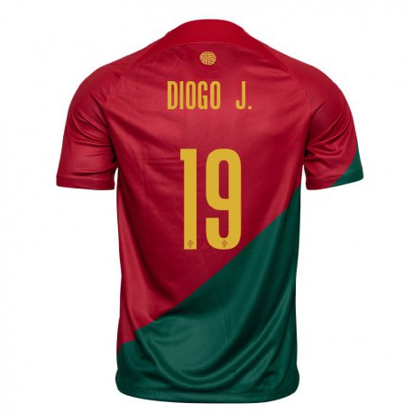 Kandiny Gyermek Portugál Diogo Jota #19 Piros Zöld Hazai Jersey 22-24 Mez Póló Ing