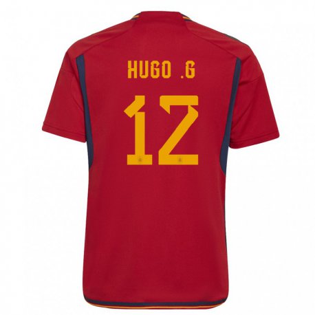Kandiny Gyermek Spanyol Hugo Guillamon #12 Piros Hazai Jersey 22-24 Mez Póló Ing