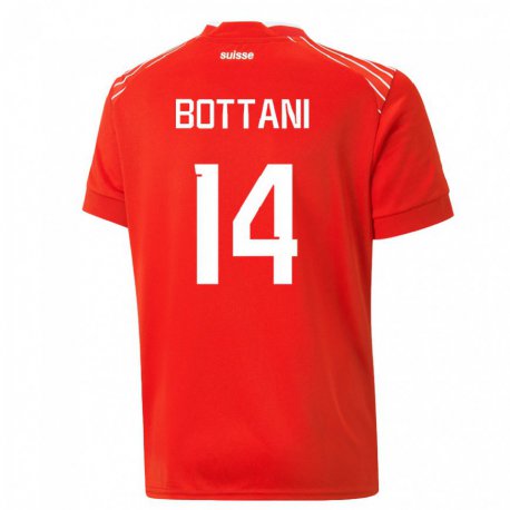 Kandiny Gyermek Svájci Mattia Bottani #14 Piros Hazai Jersey 22-24 Mez Póló Ing