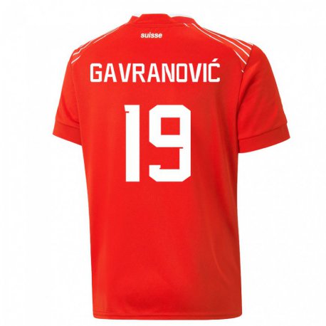 Kandiny Gyermek Svájci Mario Gavranovic #19 Piros Hazai Jersey 22-24 Mez Póló Ing