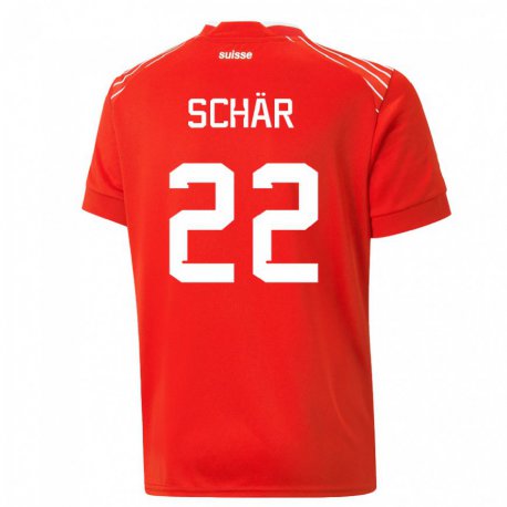 Kandiny Gyermek Svájci Fabian Schar #22 Piros Hazai Jersey 22-24 Mez Póló Ing