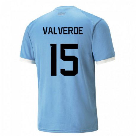 Kandiny Gyermek Uruguayi Federico Valverde #15 Kék Hazai Jersey 22-24 Mez Póló Ing