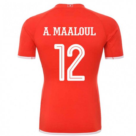 Kandiny Gyermek Tunéziai Ali Maaloul #12 Piros Hazai Jersey 22-24 Mez Póló Ing
