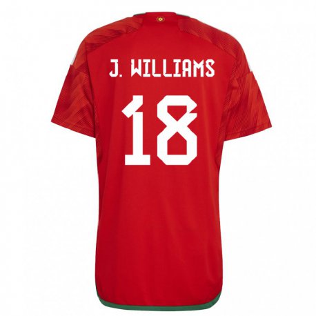 Kandiny Gyermek Walesi Jonathan Williams #18 Piros Hazai Jersey 22-24 Mez Póló Ing