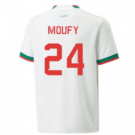 Kandiny Gyermek Marokkói Fahd Moufy #24 Fehér Idegenbeli Jersey 22-24 Mez Póló Ing