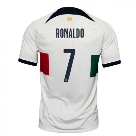 Kandiny Gyermek Portugál Cristiano Ronaldo #7 Fehér Idegenbeli Jersey 22-24 Mez Póló Ing