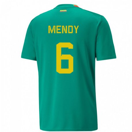 Kandiny Gyermek Szenegáli Nampalys Mendy #6 Zöld Idegenbeli Jersey 22-24 Mez Póló Ing