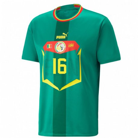 Kandiny Gyermek Szenegáli Edouard Mendy #16 Zöld Idegenbeli Jersey 22-24 Mez Póló Ing