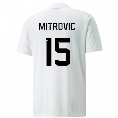 Kandiny Gyermek Szerb Stefan Mitrovic #15 Fehér Idegenbeli Jersey 22-24 Mez Póló Ing