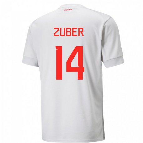 Kandiny Gyermek Svájci Steven Zuber #14 Fehér Idegenbeli Jersey 22-24 Mez Póló Ing