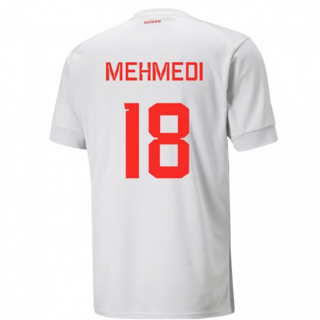 Kandiny Gyermek Svájci Admir Mehmedi #18 Fehér Idegenbeli Jersey 22-24 Mez Póló Ing