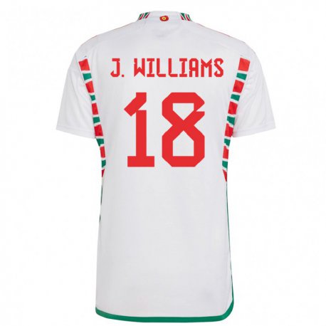 Kandiny Gyermek Walesi Jonathan Williams #18 Fehér Idegenbeli Jersey 22-24 Mez Póló Ing