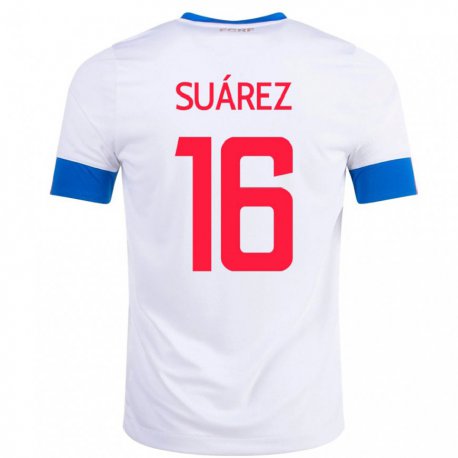 Kandiny Gyermek Costa Rica Aaron Suarez #16 Fehér Idegenbeli Jersey 22-24 Mez Póló Ing