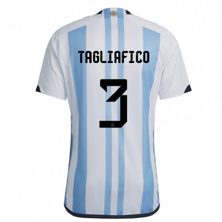 Kandiny Férfi Argentin Nicolas Tagliafico #3 Fehér ég Kék Hazai Jersey 22-24 Mez Póló Ing
