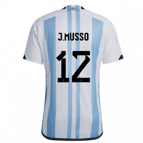 Kandiny Férfi Argentin Juan Musso #12 Fehér ég Kék Hazai Jersey 22-24 Mez Póló Ing