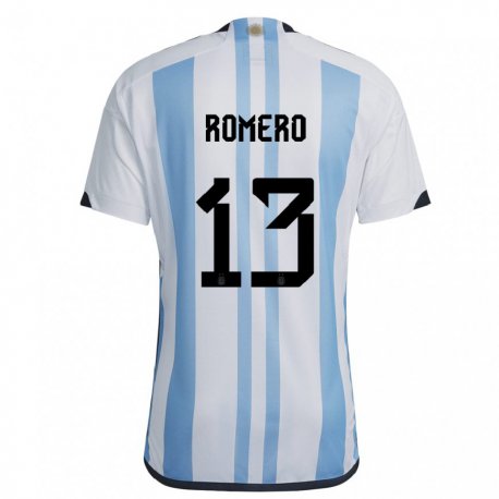 Kandiny Férfi Argentin Cristian Romero #13 Fehér ég Kék Hazai Jersey 22-24 Mez Póló Ing