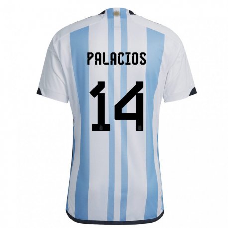 Kandiny Férfi Argentin Exequiel Palacios #14 Fehér ég Kék Hazai Jersey 22-24 Mez Póló Ing