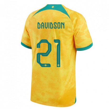 Kandiny Férfi Ausztrál Jason Davidson #21 Aranysárga Hazai Jersey 22-24 Mez Póló Ing