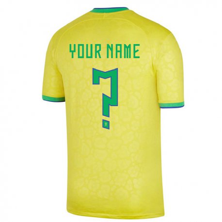 Kandiny Férfi Brazil Az Ön Neve #0 Sárga Hazai Jersey 22-24 Mez Póló Ing