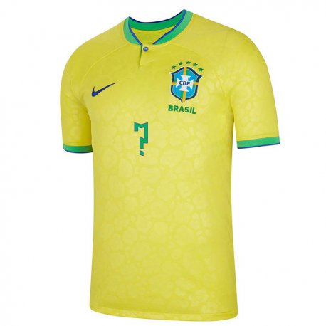 Kandiny Férfi Brazil Az Ön Neve #0 Sárga Hazai Jersey 22-24 Mez Póló Ing