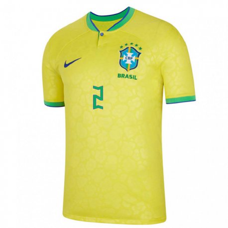 Kandiny Férfi Brazil Danilo #2 Sárga Hazai Jersey 22-24 Mez Póló Ing