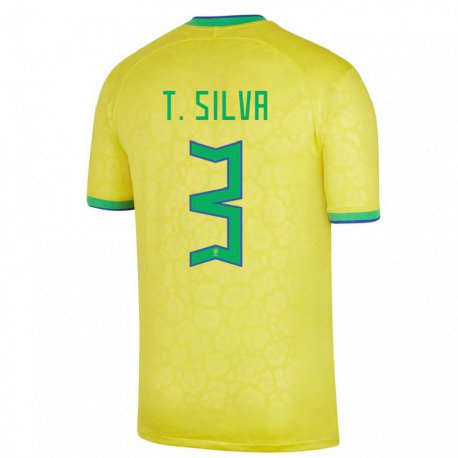 Kandiny Férfi Brazil Thiago Silva #3 Sárga Hazai Jersey 22-24 Mez Póló Ing
