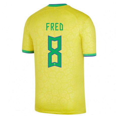 Kandiny Férfi Brazil Fred #8 Sárga Hazai Jersey 22-24 Mez Póló Ing