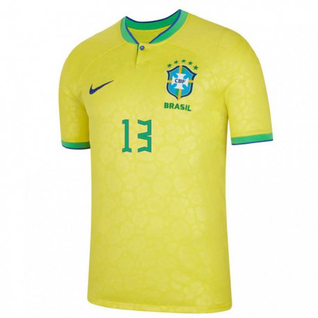 Kandiny Férfi Brazil Roger Ibanez #13 Sárga Hazai Jersey 22-24 Mez Póló Ing