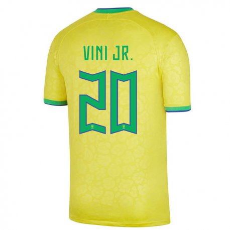 Kandiny Férfi Brazil Vinicius Junior #20 Sárga Hazai Jersey 22-24 Mez Póló Ing