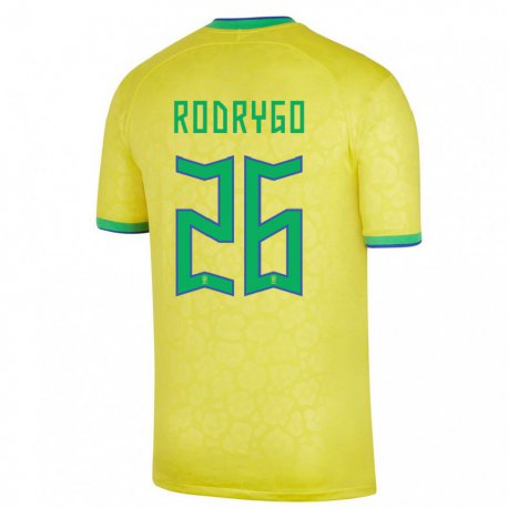 Kandiny Férfi Brazil Rodrygo #26 Sárga Hazai Jersey 22-24 Mez Póló Ing
