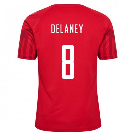 Kandiny Férfi Dán Thomas Delaney #8 Piros Hazai Jersey 22-24 Mez Póló Ing