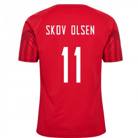 Kandiny Férfi Dán Andreas Skov Olsen #11 Piros Hazai Jersey 22-24 Mez Póló Ing