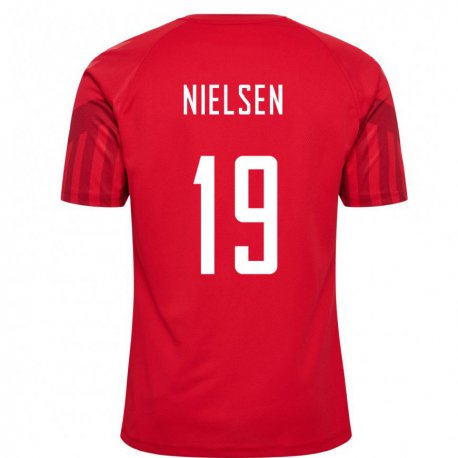 Kandiny Férfi Dán Casper Nielsen #19 Piros Hazai Jersey 22-24 Mez Póló Ing