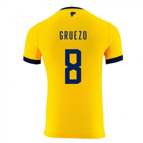 Kandiny Férfi Ecuadori Carlos Gruezo #8 Sárga Hazai Jersey 22-24 Mez Póló Ing