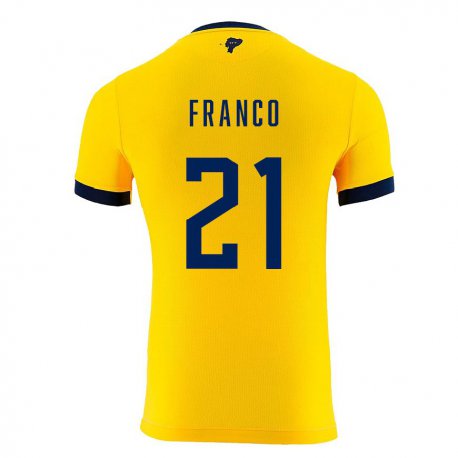 Kandiny Férfi Ecuadori Alan Franco #21 Sárga Hazai Jersey 22-24 Mez Póló Ing