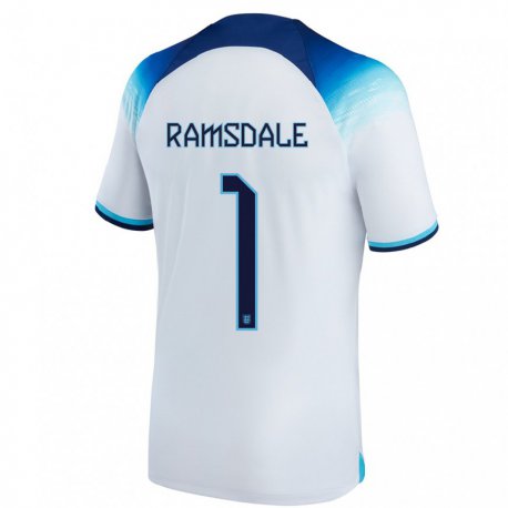 Kandiny Férfi Angol Aaron Ramsdale #1 Fehér Kék Hazai Jersey 22-24 Mez Póló Ing
