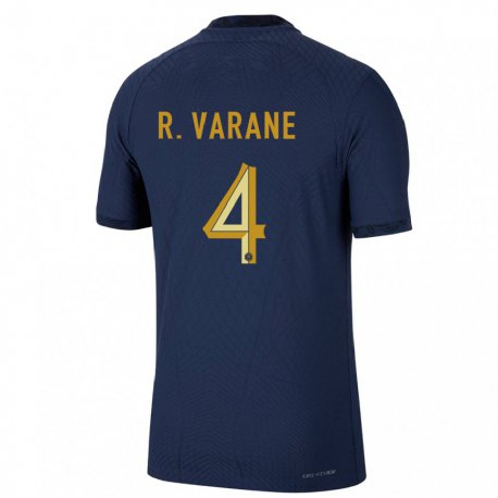 Kandiny Férfi Francia Raphael Varane #4 Sötétkék Hazai Jersey 22-24 Mez Póló Ing