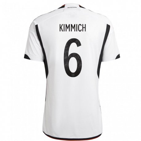 Kandiny Férfi Német Joshua Kimmich #6 Fehér Fekete Hazai Jersey 22-24 Mez Póló Ing