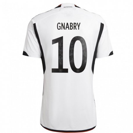 Kandiny Férfi Német Serge Gnabry #10 Fehér Fekete Hazai Jersey 22-24 Mez Póló Ing